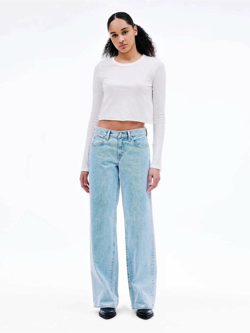 SLVRLAKE Mica Wide Leg Cotton Jeans in Clear Skies, Size 26 NWT